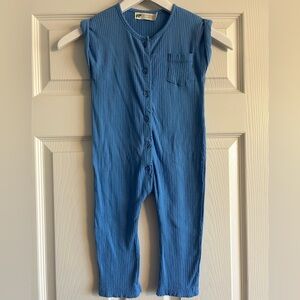 Monica + Andy Ribbed Button Up Blue Romper 2T